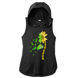 Mental Health Awareness Sunflower Ribbon Ladies PosiCharge Tri-Blend Wicking Draft Hoodie Tank