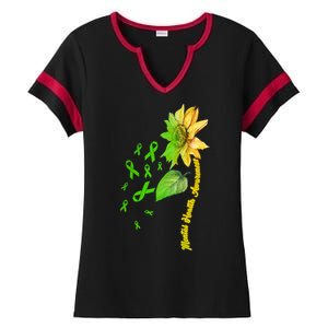 Mental Health Awareness Sunflower Ribbon Ladies Halftime Notch Neck Tee