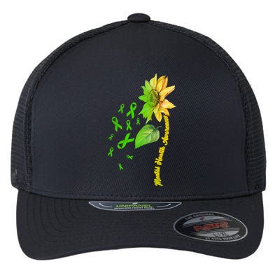 Mental Health Awareness Sunflower Ribbon Flexfit Unipanel Trucker Cap