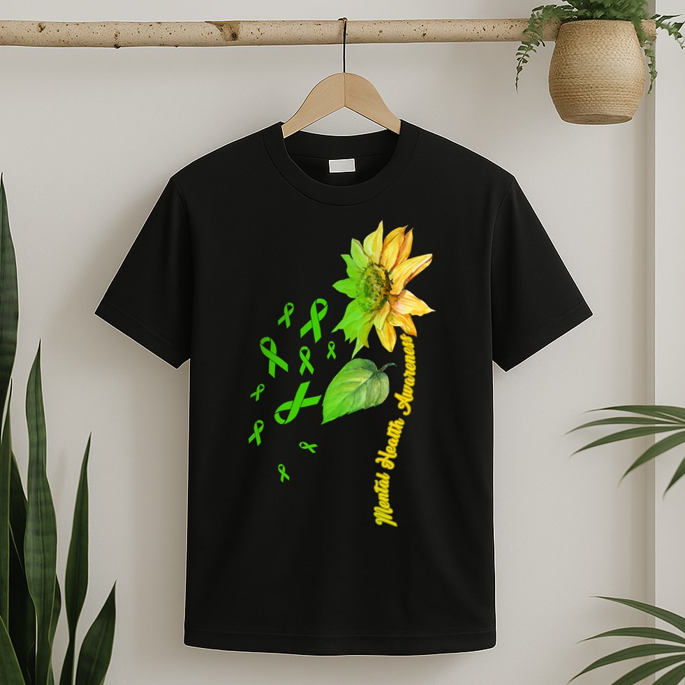 Mental Health Awareness Sunflower Ribbon T-Shirt