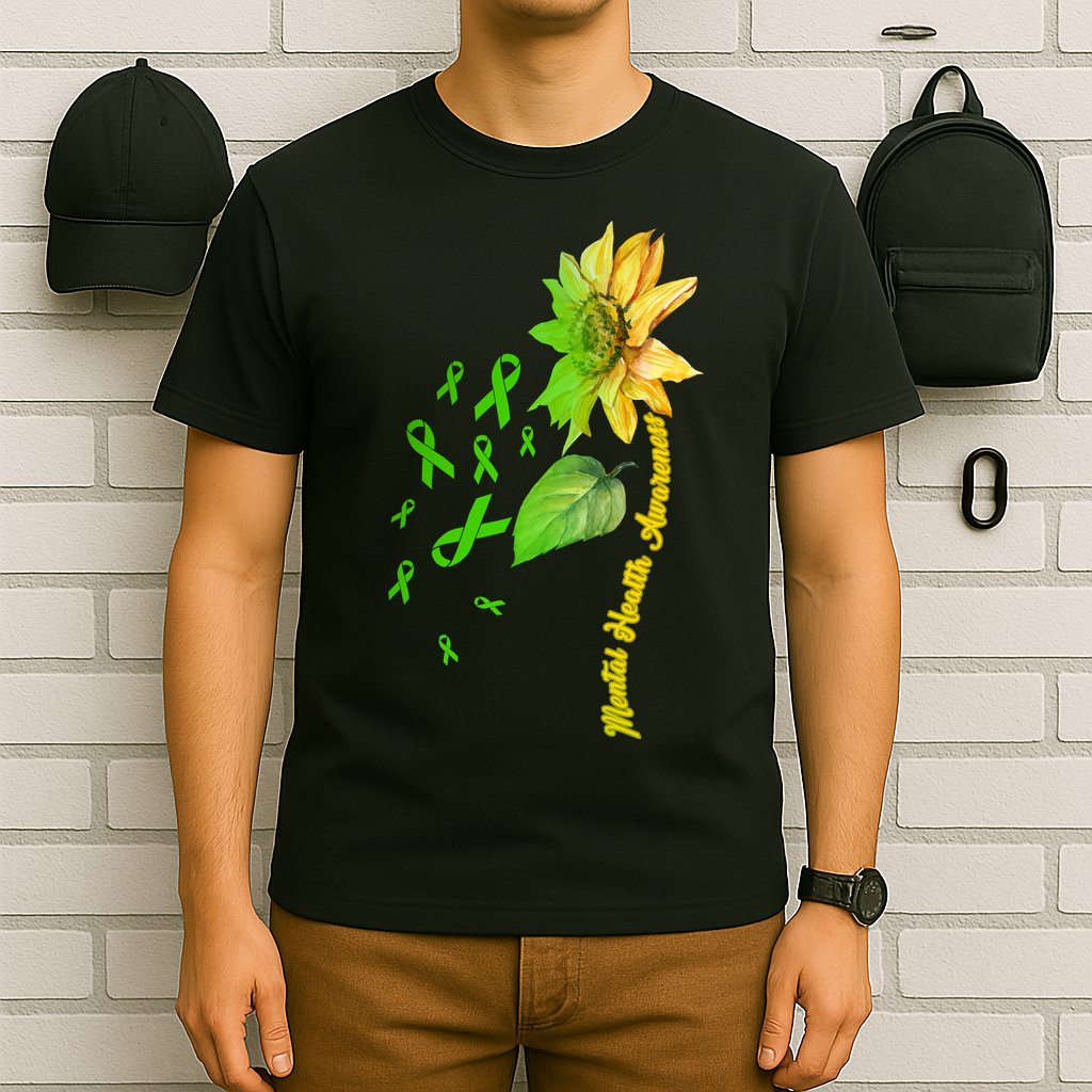 Mental Health Awareness Sunflower Ribbon T-Shirt