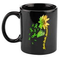 Mental Health Awareness Sunflower Ribbon 11oz C Handle Ceramic Mug