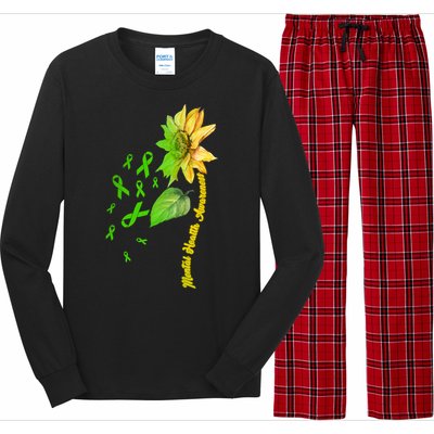 Mental Health Awareness Sunflower Ribbon Long Sleeve Pajama Set