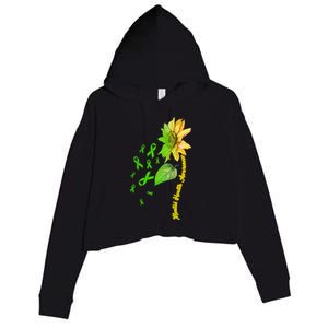 Mental Health Awareness Sunflower Ribbon Crop Fleece Hoodie