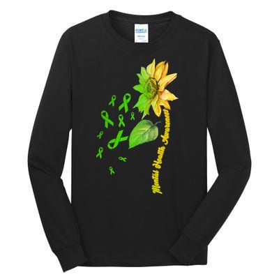 Mental Health Awareness Sunflower Ribbon Tall Long Sleeve T-Shirt