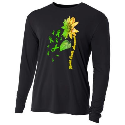 Mental Health Awareness Sunflower Ribbon Cooling Performance Long Sleeve Crew