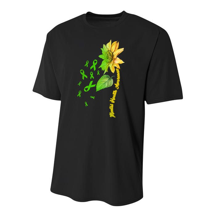 Mental Health Awareness Sunflower Ribbon Youth Performance Sprint T-Shirt