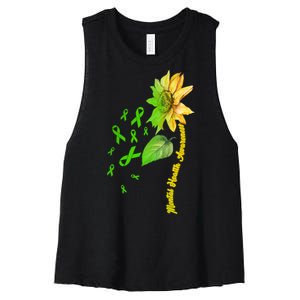 Mental Health Awareness Sunflower Ribbon Women's Racerback Cropped Tank