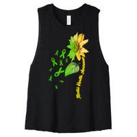 Mental Health Awareness Sunflower Ribbon Women's Racerback Cropped Tank