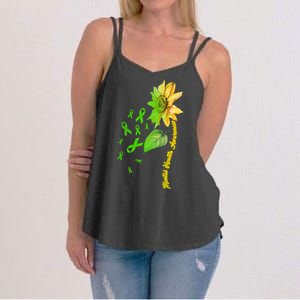 Mental Health Awareness Sunflower Ribbon Women's Strappy Tank