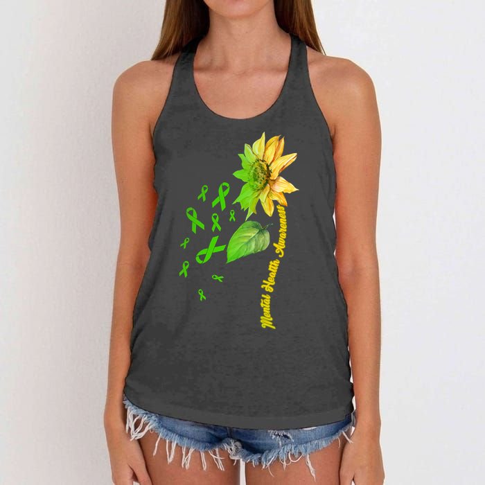 Mental Health Awareness Sunflower Ribbon Women's Knotted Racerback Tank