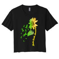 Mental Health Awareness Sunflower Ribbon Women's Crop Top Tee