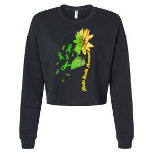 Mental Health Awareness Sunflower Ribbon Cropped Pullover Crew