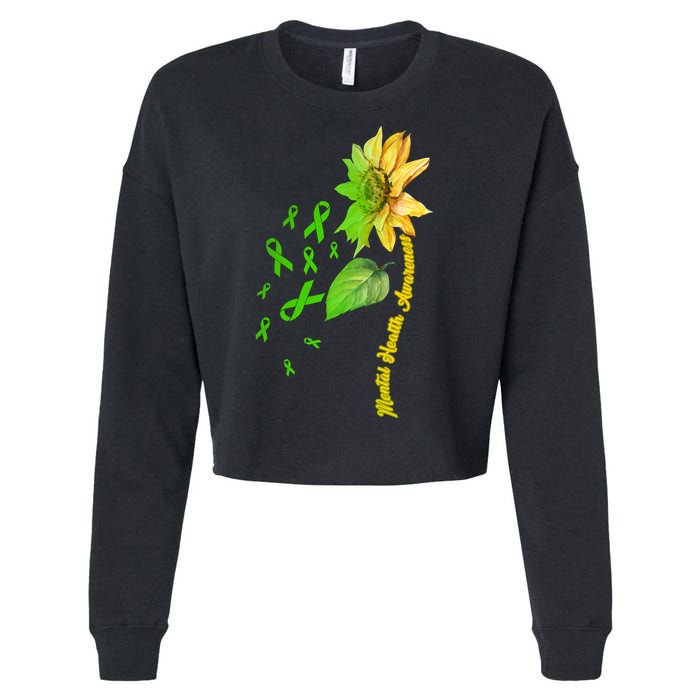 Mental Health Awareness Sunflower Ribbon Cropped Pullover Crew