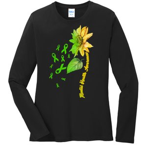 Mental Health Awareness Sunflower Ribbon Ladies Long Sleeve Shirt