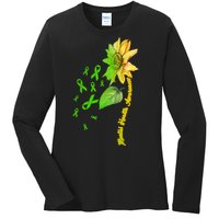 Mental Health Awareness Sunflower Ribbon Ladies Long Sleeve Shirt