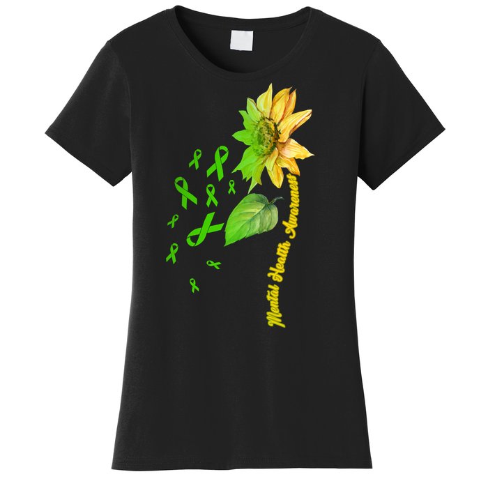 Mental Health Awareness Sunflower Ribbon Women's T-Shirt