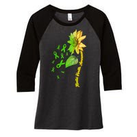 Mental Health Awareness Sunflower Ribbon Women's Tri-Blend 3/4-Sleeve Raglan Shirt