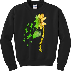 Mental Health Awareness Sunflower Ribbon Kids Sweatshirt