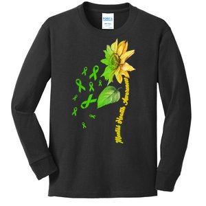 Mental Health Awareness Sunflower Ribbon Kids Long Sleeve Shirt