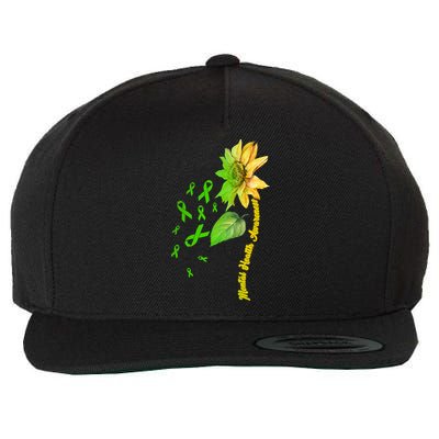 Mental Health Awareness Sunflower Ribbon Wool Snapback Cap