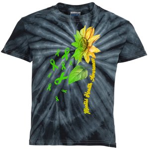 Mental Health Awareness Sunflower Ribbon Kids Tie-Dye T-Shirt