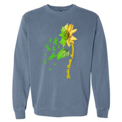 Mental Health Awareness Sunflower Ribbon Garment-Dyed Sweatshirt