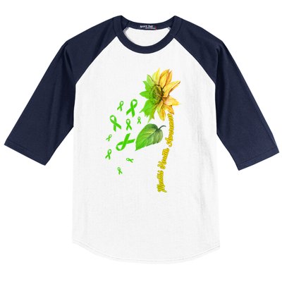 Mental Health Awareness Sunflower Ribbon Baseball Sleeve Shirt