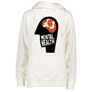 Mental Health Brain Womens Funnel Neck Pullover Hood