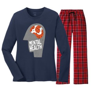 Mental Health Brain Women's Long Sleeve Flannel Pajama Set 