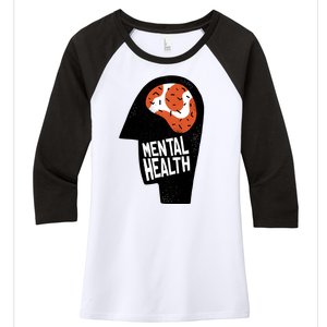 Mental Health Brain Women's Tri-Blend 3/4-Sleeve Raglan Shirt