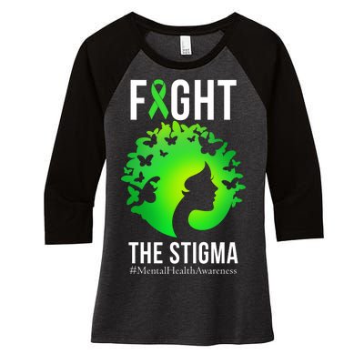 Mental Health Fight The Stigma Women's Tri-Blend 3/4-Sleeve Raglan Shirt