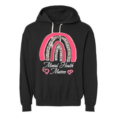 Mental Health Matters Leopard Print Rainbow Garment-Dyed Fleece Hoodie