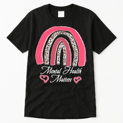 Mental Health Matters Leopard Print Rainbow Tall T-Shirt