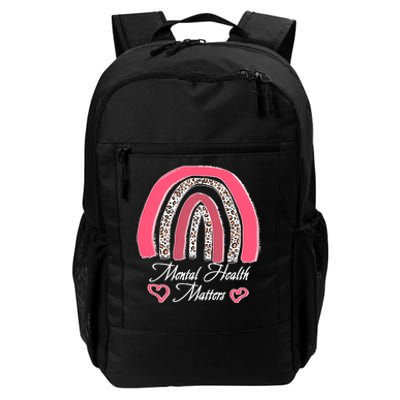 Mental Health Matters Leopard Print Rainbow Daily Commute Backpack