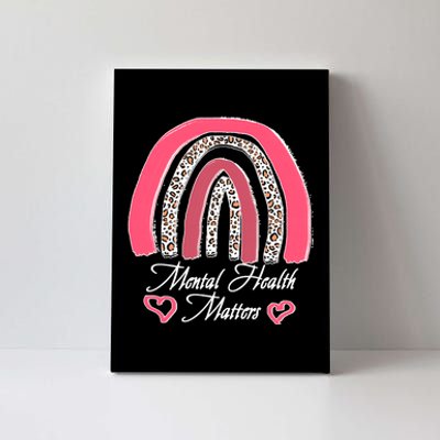 Mental Health Matters Leopard Print Rainbow Canvas