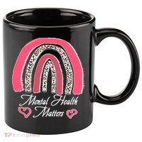 Mental Health Matters Leopard Print Rainbow 11oz C Handle Ceramic Mug