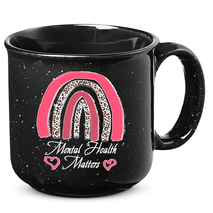 Mental Health Matters Leopard Print Rainbow 15oz Campfire Ceramic Mug