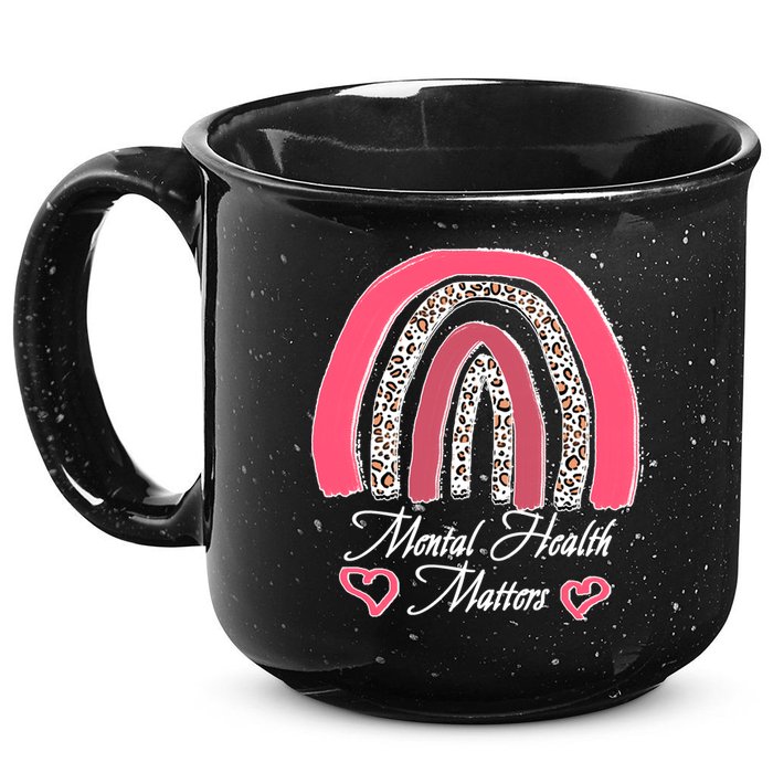 Mental Health Matters Leopard Print Rainbow 15oz Campfire Ceramic Mug