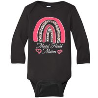 Mental Health Matters Leopard Print Rainbow Baby Long Sleeve Bodysuit