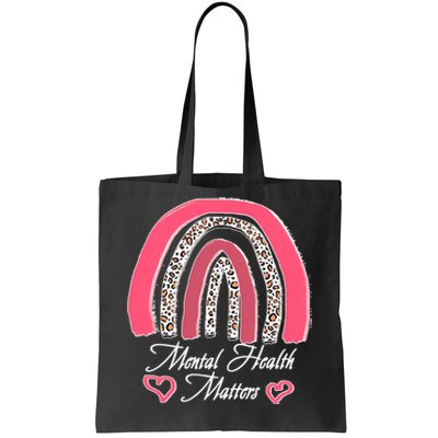 Mental Health Matters Leopard Print Rainbow Tote Bag