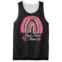 Mental Health Matters Leopard Print Rainbow Mesh Reversible Basketball Jersey Tank