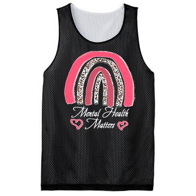 Mental Health Matters Leopard Print Rainbow Mesh Reversible Basketball Jersey Tank