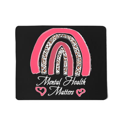 Mental Health Matters Leopard Print Rainbow Mousepad