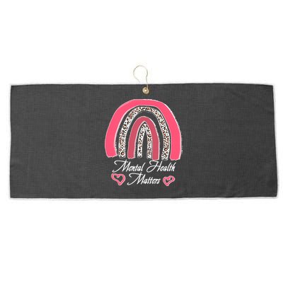 Mental Health Matters Leopard Print Rainbow Large Microfiber Waffle Golf Towel