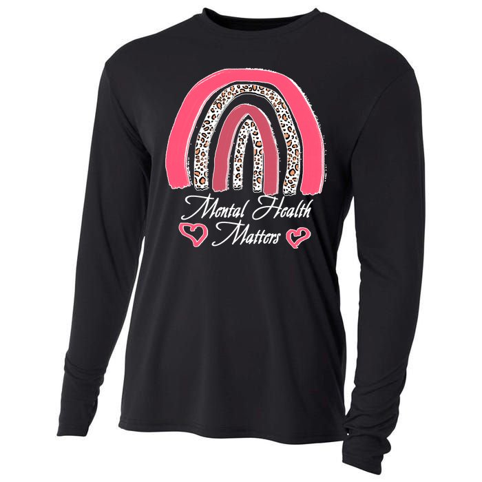 Mental Health Matters Leopard Print Rainbow Cooling Performance Long Sleeve Crew