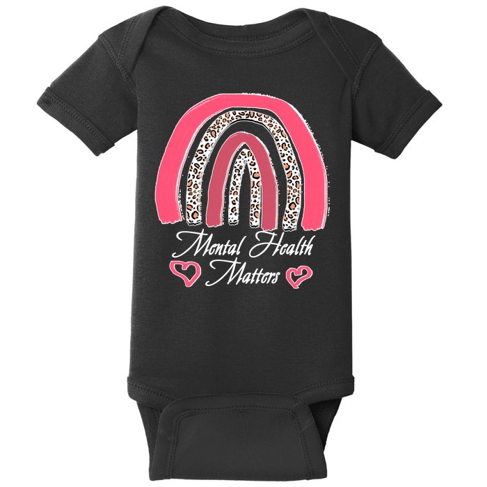 Mental Health Matters Leopard Print Rainbow Baby Bodysuit