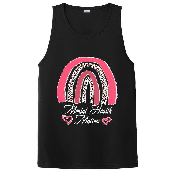 Mental Health Matters Leopard Print Rainbow PosiCharge Competitor Tank