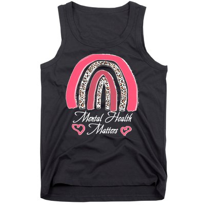 Mental Health Matters Leopard Print Rainbow Tank Top