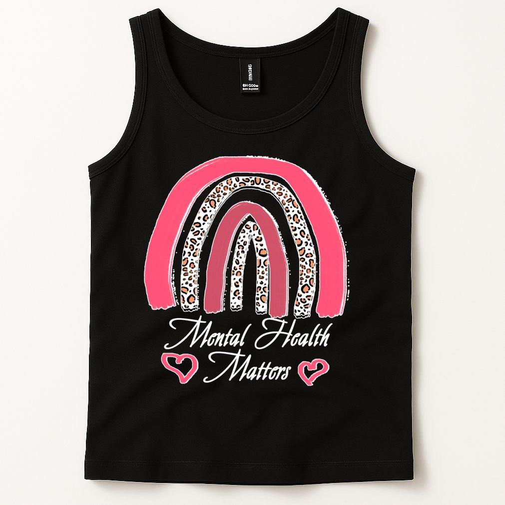 Mental Health Matters Leopard Print Rainbow Tank Top